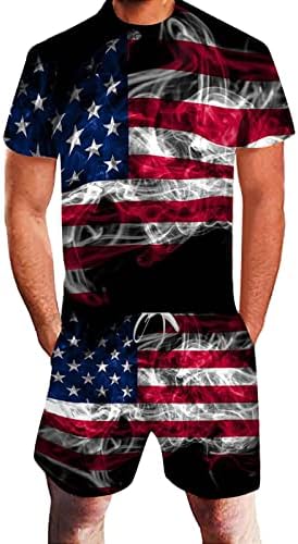 חליפת זיעה של IOPQO TOP לגברים דגל הגברים הקיץ ספורט דגל 3D יום דפוס עצמאות חליפת טוקסידו גברים אמריקאים