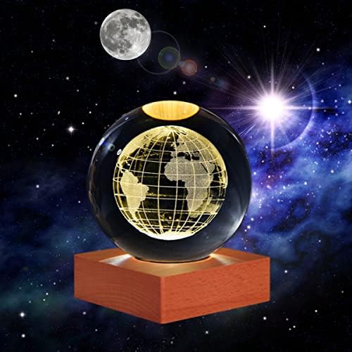 Myouke 3d K9 Ball Crystal Multicicor 80 ממ כדור חרוט מדע אסטרונומיה אדמה פנסי צלמיות מקורה, מתנה יפה ליום הולדת, מתנה לחבר,