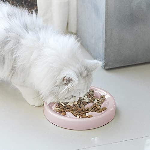 MSBC חיית מחמד מאכל איטי לחתולים וכלבים קטנים - עיצוב בריכת דגים, כיף נפיחה אינטראקטיבית להפסיק קערת מזין פאזל אכילה בריאה