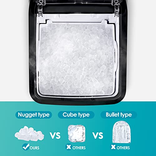 יצרנית הקרח של Euhomy Nugget Maker, 30 קילוגרמים ליום, מילוי מים דו כיווני, מכונת יצרנית קרח חלוקת-חלוק עם מאגר 3QT, יצרני