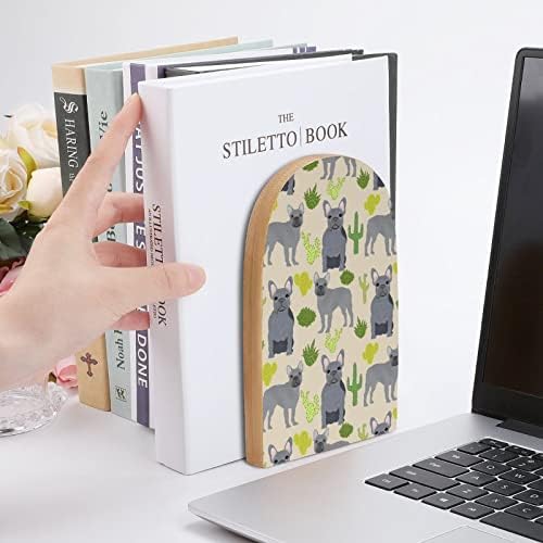 צרפתית בולדוג גדול עץ תומכי ספרים מודרני דקורטיבי מדף ספרים ספר פקק שולחן מדף מחזיקי סט של 2