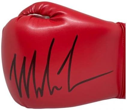 מייק טייסון חתם שמאל אדום קלטו רייס כפפת מייק טייסון בלעדי הולוגרמה-חתום אגרוף כפפות