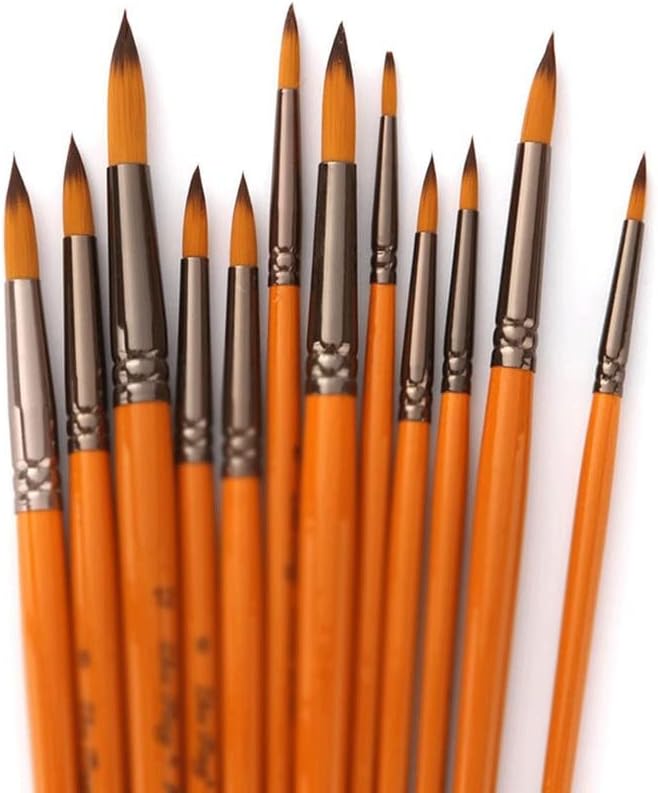 FZZDP 12 יחידות/סט ארט עט קו וו ניילון מברשות צבע עץ לעץ לצבעי שמן צבעי שמן ערכת ציוד אמנות