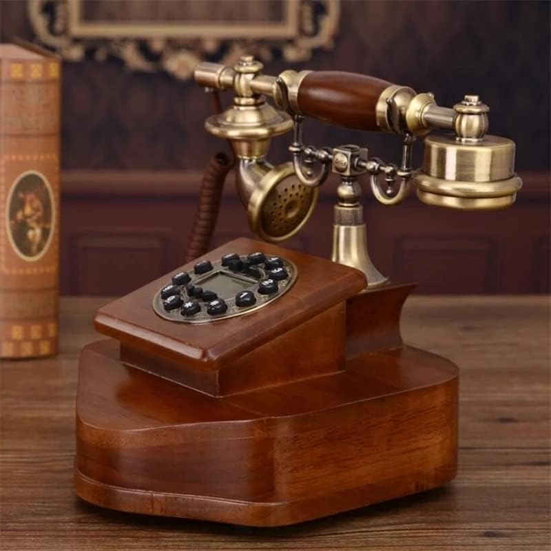 טלפון קווי רטרו עתיק של Houkai European עם זיהוי שיחה שעון רינגטון פונקציית תזמון טלפון קבוע למשרד הביתי Hotle