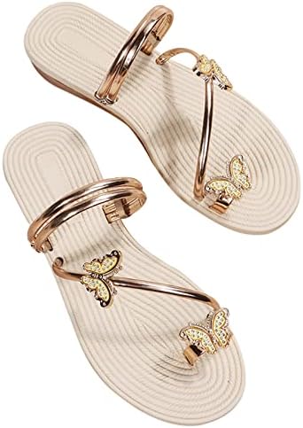 נעלי בית לנשים, גבירותיי ריינסטון טבעת הבוהן שטוח שקופיות סנדלי, קיץ אופנה כפכפים חיצוני סנדלי