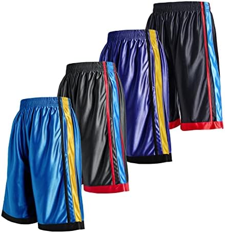FACISISU 4 חבילות מכנסי כדורסל קצרים גברים מכנסיים קצרים ספורט כושר אתלטי עם כיסים
