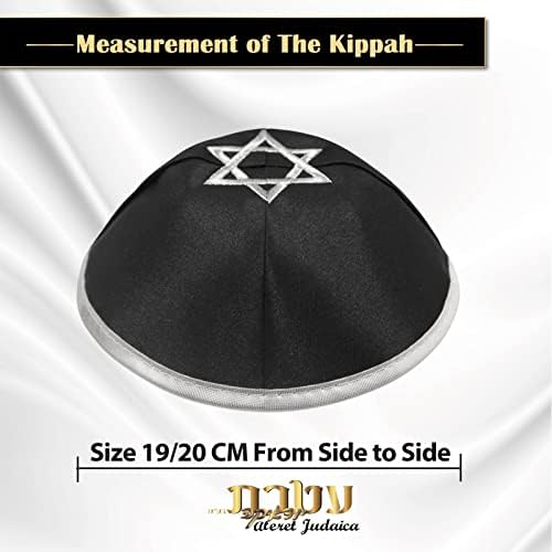 Ateret Judaica kippah-yarmulke לגברים ובנים 10 חבילות סאטן קיפה כובע, מידה 19 סמ עם כוכב דוד, כובע ימקה יהודי