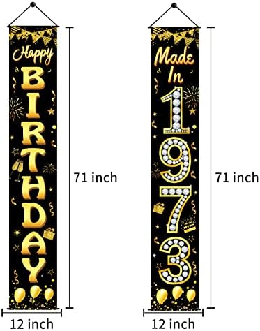 קישוטים ליום הולדת 50 שנעשו בשנת 1973 דלת דלת לגברים נשים, זהב שחור שמחה של יום הולדת 50 מרפסת מרפסת אספקת מסיבות, עיצוב
