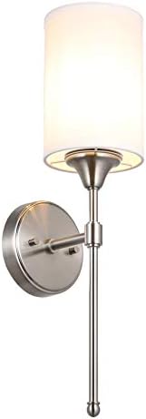 שינביי תאורה פמוט קיר תאורה, מודרני 1 אור אמבטיה פמוט יהירות אור עם בד צל מוברש ניקל גימור עבור מסדרון חדר שינה & סלון אקס-בי-1260-בנ