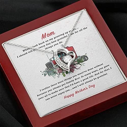 תכשיטים בעבודת יד - לשרשרת אמי, לנצח שרשרת אהבה כרטיס הודעה, מתנות לאמא מהבן, יום האם המיוחד, יום הולדת, חג המולד, חגים, שרשרת