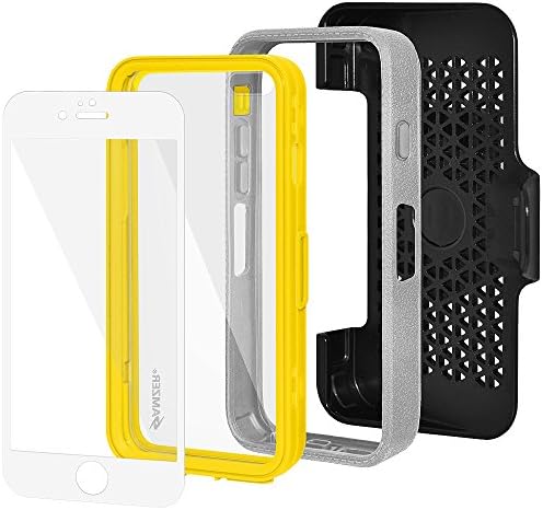 Amzzer Crusta מחוספס מארז זכוכית מחוסמת משובצת עם נרתיק קליפ חגורה לאייפון 6, iPhone 6S, iPhone 6S - אפור על צהוב