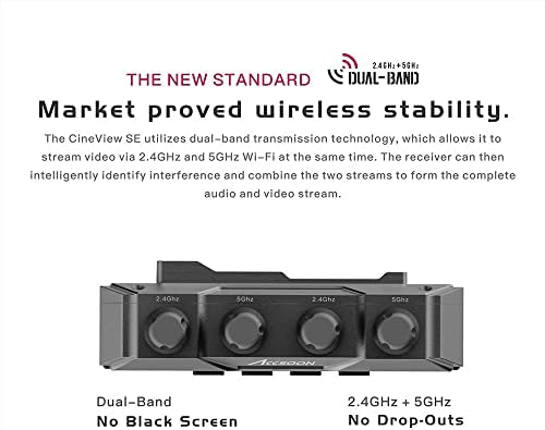 Accsoon Cineview Wit04-SE-TX משדר וידאו SDI כפול פס & HDMI אלחוטי 1200ft טווח עד 4 מכשירי צג 2.4+5GHz 1080p 60FPS