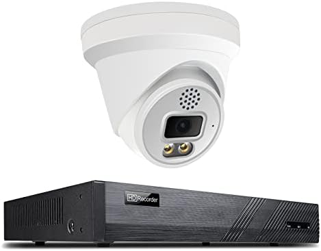 5MP מצלמת IP של כיפת הצריח בצבע מלא בצבע מלא עם נורות LED לבנות גלויות, עדשה 2.8 ממ חיצונית מובנית במיקרופון, תואם