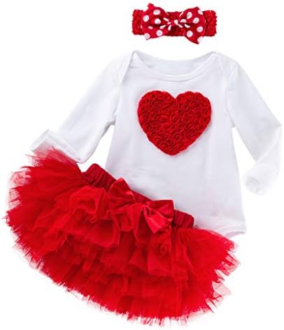 פעוטות פעוטות בגדי תינוקות יילוד תינוקות תינוקות ולנטיין לב רומפר טול טוטו חצאית חדשה