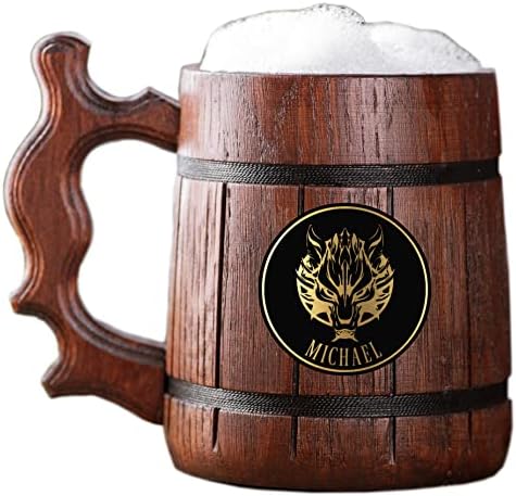 FFXIV LION MUG TANKARD TANKARD. מתנה לגיימרים. בירה שטיין. ספל בירה עץ מותאם אישית. מתנה בהתאמה אישית עבורו, מתנה
