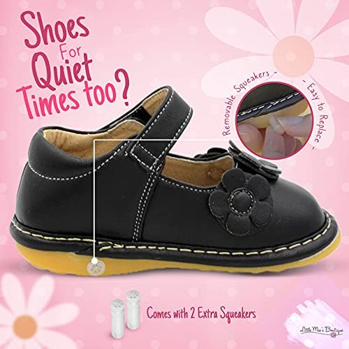 הבוטיק הקטנה של מיי הקטנה מרי ג'יין נעליים חורקות לבנות פעוטות, נעלי הליכה אידיאליות עם חריקת נשלפת ורצועה מתכווננת -