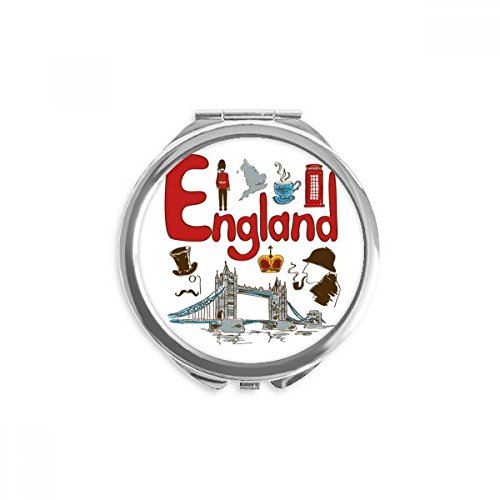 אנגליה לאומי סמל ציון דרך דפוס יד קומפקטי מראה עגול נייד כיס זכוכית
