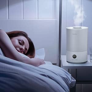 מכשירי אדים מגניבים לחדר שינה, מכשיר אדים קל לניקוי 4 ליטר מקורה, מנורת לילה, כיבוי אוטומטי, טיימר