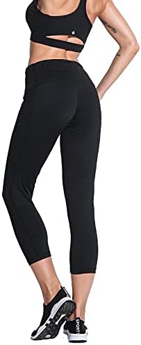 מכנסי יוגה של אמורון נשים חותלות אימון גבוהות במותניים עם כיסים נשים חותלות בקרת בטן