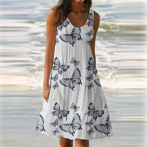 נשים של קיץ פרחוני צווארון שרוולים מידי שמלת ראפלס שכבות התלקח חוף שמלה קיצית מזדמן קו נדנדה חולצה קיצית