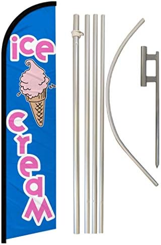 Infinity Republic - גלידה חסרת שרוול מלא של שרוול מלא של שרוול דגל וקוטב ערכת - מושלם לעסקים, חנות גלידה, אירועים, חנויות