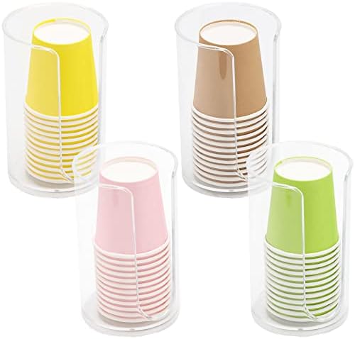 4 מארז פלסטיק קטן חד פעמי נייר כוס מתקן-שטיפה / מי פה כוסות אחסון מחזיק עבור יהירות אמבטיה משטחי, ברור