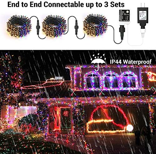 Brizlabs 115ft 300 LED צבע החלפת אורות חג מולד + 17.94ft 50 אורות חג מולד סוללות LED, חוט ירוק מיתר חג המולד