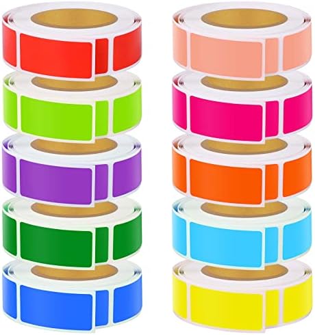 3000 יחידות 10 לחמניות מדבקות קידוד צבע מלבניות 1.57 על 0.75 אינץ ' תווית קידוד צבע דביקה עצמית 10 צבעים שונים למלאי