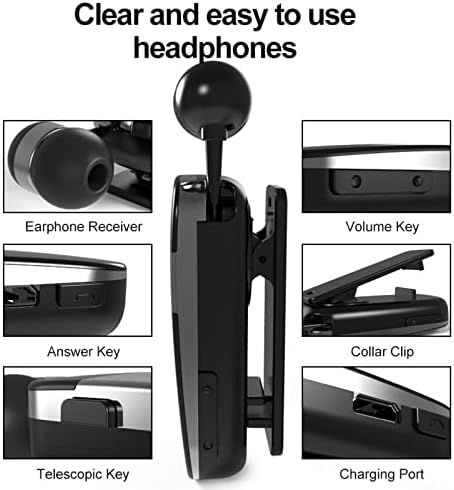 Lymoc נשלף נשלף אוזניות Bluetooth אפרכסת דיבורית עבור טלפון סלולרי אוזניות יחידות אוזניות אלחוטיות