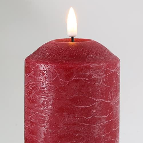גירמקס אדום שעווה אדומה נרות עמוד עמוד ללא פגע עם נרות סוללות LED מרחוק ומבהב עיצוב חג המולד φ 3 H 4 5 6