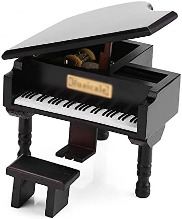 ZGJHFF תיבת מוסיקה מיוערת קופסת פסנתר פסנתר קופסת מוסיקה מפוארת פסנתר בצורת פסנתר עם מתנת יום הולדת של שרפרף קטן לחבר