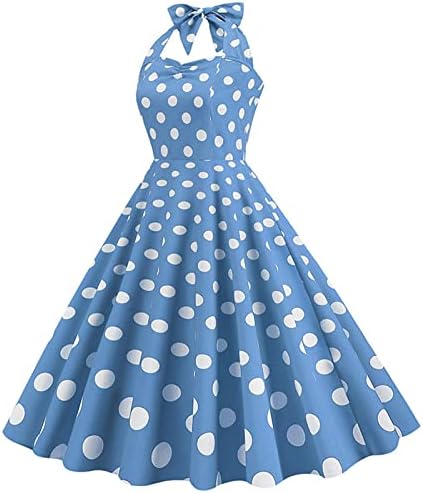 שמלת פולקה אודרי וינטג 'לנשים, נשים משנות החמישים הלטר רטרו קוקטייל שמלה מזדמנת נדנדה פרחונית תה רוקבילי שמלות