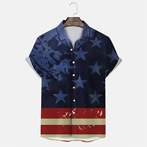 חולצות פטריוטיות של Beuu Mens 4 ביולי רטרו רטרו אמריקה כפתור מטה צווארון צווארון יום העצמאות יום עצמאות חולצה