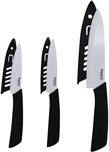 סטארפריט 092854-006-0000 3-חתיכה קרמיקה סכין סט עם להב מכסה, שחור / לבן, סטנדרטי