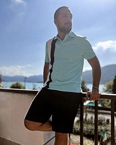 PJ Paul Jones אופנה לגברים מגדירים תלבושות תלבושות 2 חלקים של פולו קיץ ומכנסי מכנסיים קצרים