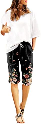 מכנסיים קצרים של Nlomoct Bermuda לנשים מכנסיים קצרים של טרקלין כותנה ארוכים עם כיסים באורך הברך ג'רזי מכנסיים אתלטים