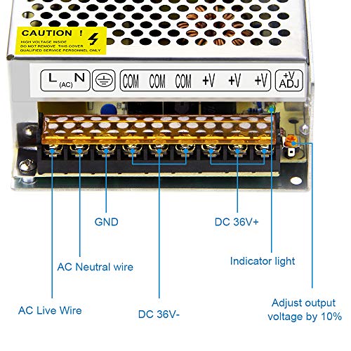 Shnitpwr 36v 5a 180w מתאם שנאי חשמל מיתוג מתאם AC 110V 220V ל- DC 36VOLT 5AMP 4.5A 4A 3.5A 3A 2A 1A ממיר 3 יציאות פלט לאוטומציה
