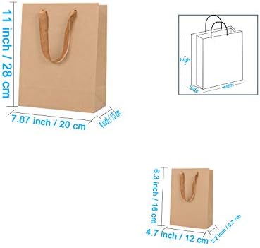 שקיות גלישת מתנה לנייר של קראפט עם ידיות, שקיות סחורה של קניות מלאכה, 12 חבילות לבנות + חום