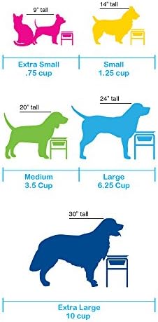 מזין דיינר יחיד לחיות מחמד פלטינה עם קערת כלבים מנירוסטה, 6.25 כוס / 50 אונקיות, כחול שמיים