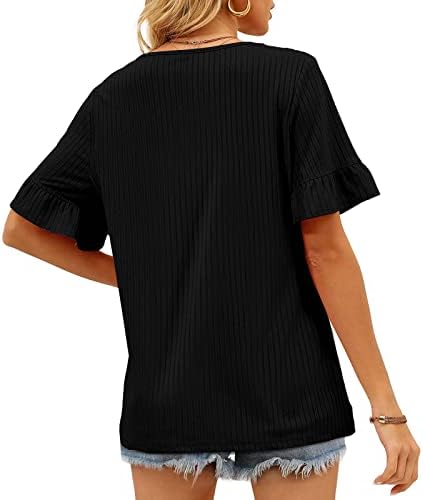 חולצה מזדמנת של צ'רלה לג'וניורס שרוול קצר צוללת מחשוף נינוח בכושר מפוס חולצות בסיסיות חולצות טי נערות 2023