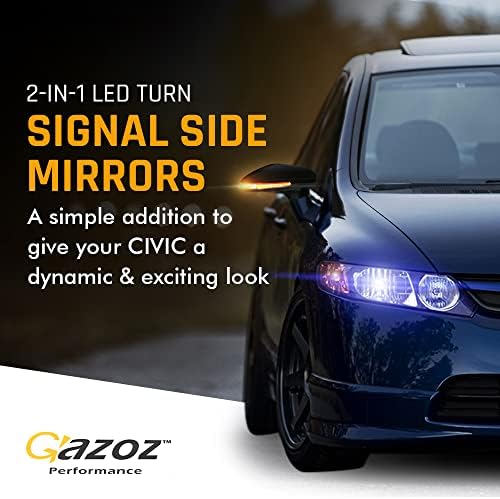 צמד ביצועים של Gazoz מראות אורות אורות פניות LED-מראות צד של נהג 2 ב -1 ומראות דלת צדדי הנוסע עם אורות לשנת
