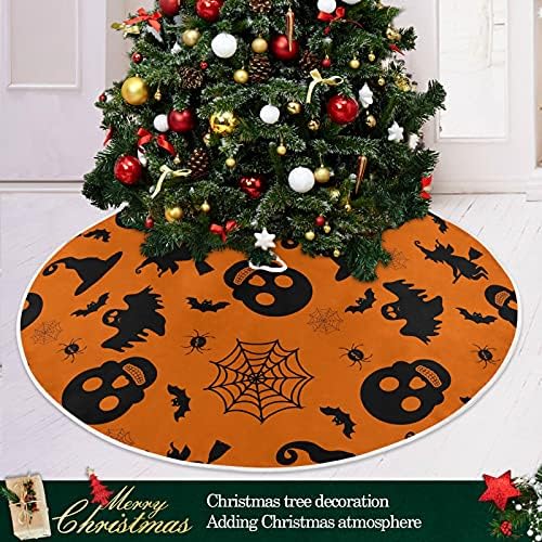 Oarencol ליל כל הקדושים דלעת גולגולת עטלף עכביש רוחות רפאים חצאית עץ חג המולד 36 אינץ 'חג המולד של מסיבת חג קישוטים מחצלת עץ