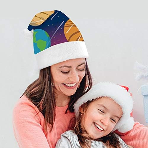 חג המולד סנטה כובע, חלל דפוס חג המולד חג כובע למבוגרים, יוניסקס נוחות חג המולד כובעי לשנה חדשה חגיגי תלבושות