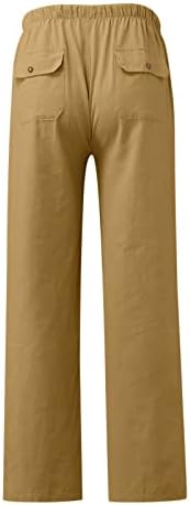 מכנסי זיעה של פשתן רגל ישרה מכנסיים זכר מזדמנים מכנסיים מכנסיים מוצקים מזכר