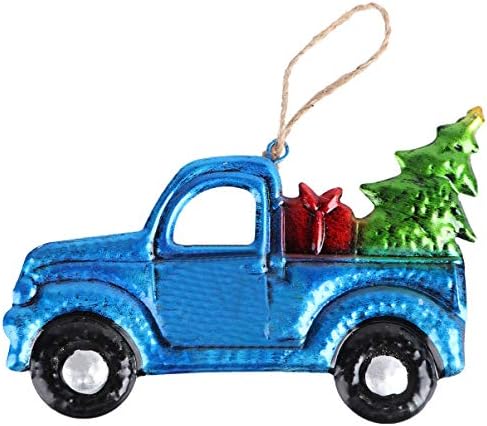 AMOSFUN 2 PCS קישוט משאית כריסטמה קישוט משאית זכוכית קישוט תלייה דקורטיבית לקישוט חג חג המולד קישוט לחג מתנה לקישוט