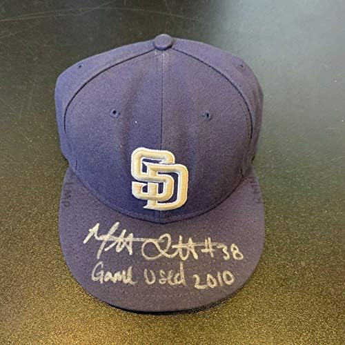 משחק חתום של מאט לאטוס משומש בשימוש בסן דייגו פדרס כובע כובע עם PSA DNA COA - משחק משומש כובעי MLB