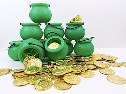 CiftExpress Mini Caildrons ירוק לקישוט יום פטריק, סנט פטריק קדירים, סיר זהב מחזיק סוכריות חידוש