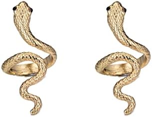 2 חתיכה מתכוונן נחש קוברה בצורת טבעת פאנק גותי מוגזם רוח נחש סטריאוסקופית פתיחת אצבע טבעת הצהרת עבור נשים גברים