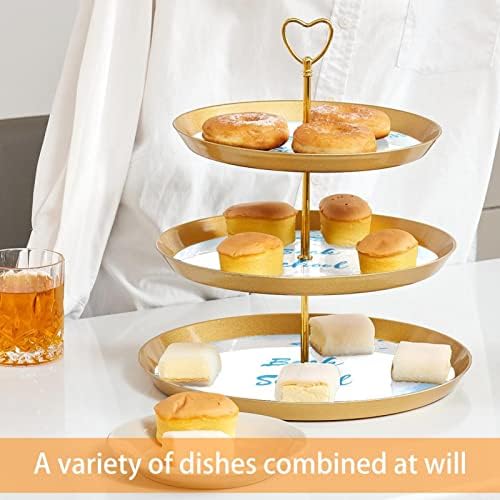 תצוגת עץ עוגת עוגת עגנה עגולה, מחזיק קינוח פלסטיק בקפה 3, מגש מגדל קינוחים לסופגניות סופגניות פירות עוגת מים