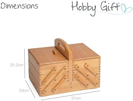 HOBBYGIFT GB8450 שלוחה 3 קופסת תפירה נדבך, עץ, עץ בצל אמצע, 73x25x21.5 סמ